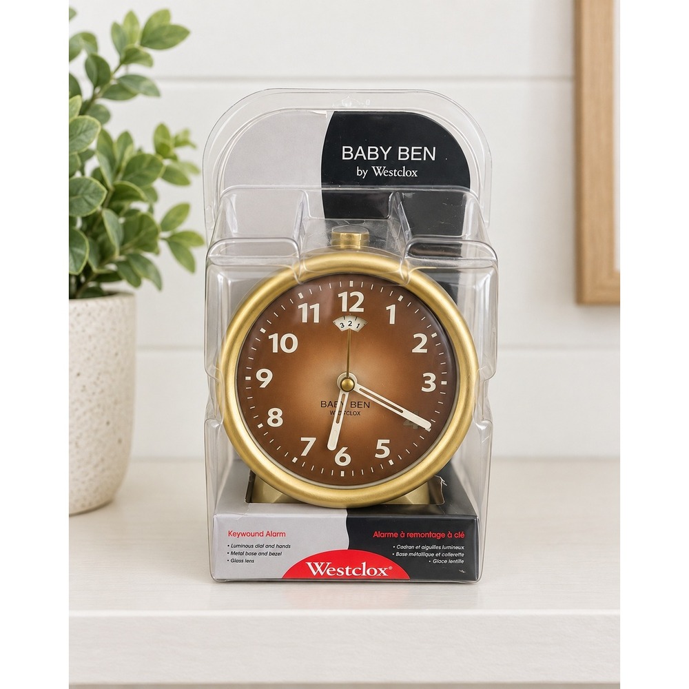 Westclox Baby Ben Keywound Alarm Clock Model 11504 Gold Tone Luminous Dial NIB